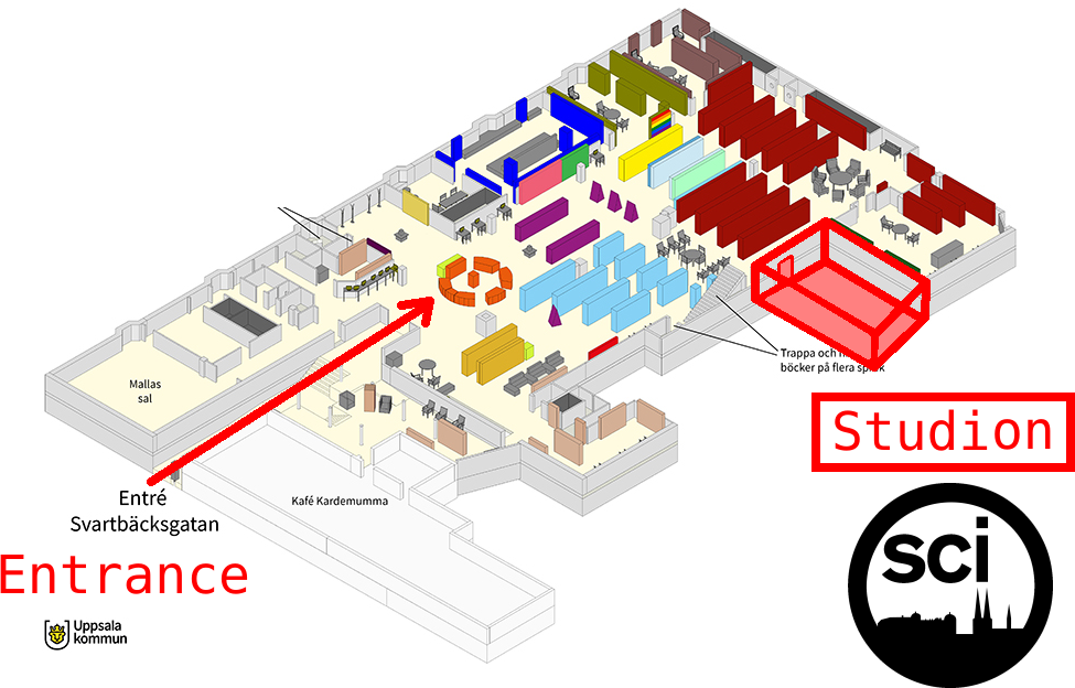 Annotated map of USB and how to find Studion